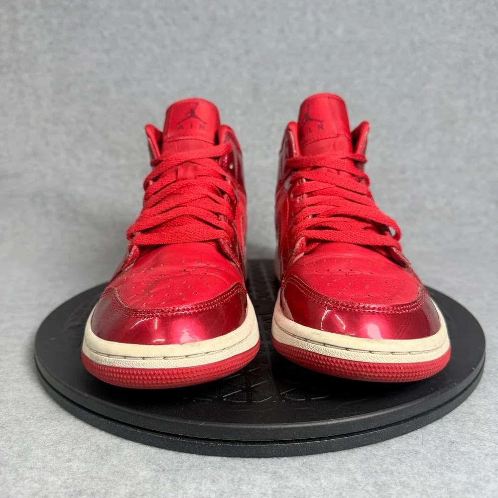 Nike Air Jordan 1 Mid Pomegranate Red Patent Leather DH5894-600 Mens 7.5